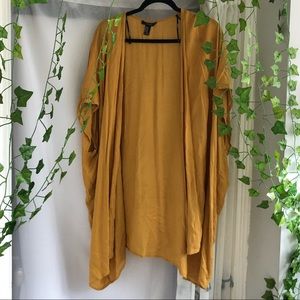 Mustard-yellow, flowy, short sleeve cardigan